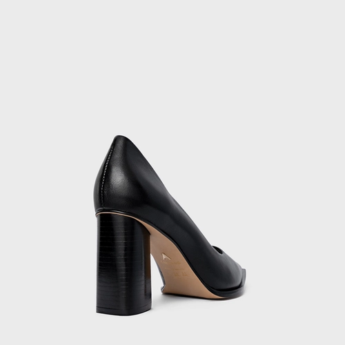 Scarpin Olga Salto Oval Couro Preto