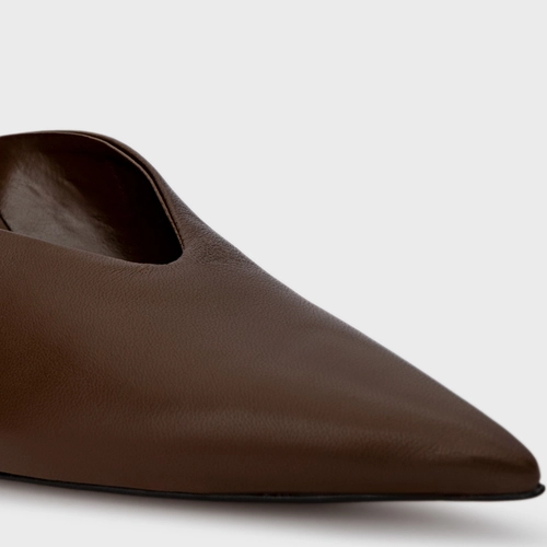 Mule Neutral Salto Fino Couro Marrom Brownie