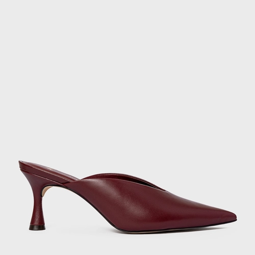 Mule Neutral Salto Fino Couro Vinho Mahogany