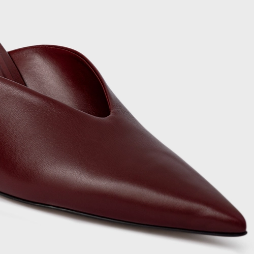 Mule Neutral Salto Fino Couro Vinho Mahogany