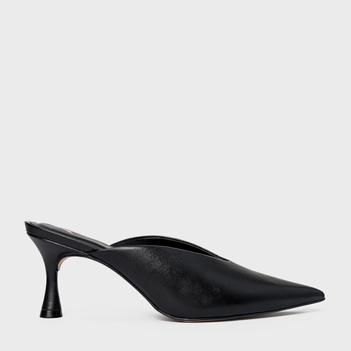 Mule Neutral Salto Fino Couro Preto