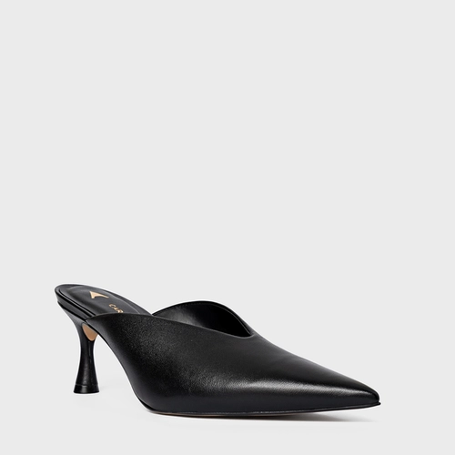 Mule Neutral Salto Fino Couro Preto