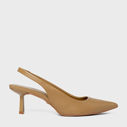 Scarpin Slingback Neutral Couro Bege Almond