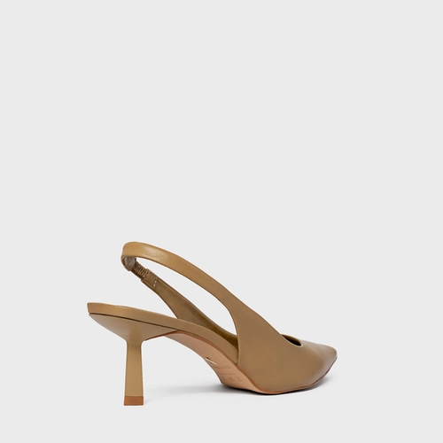 Scarpin Slingback Neutral Couro Bege Almond