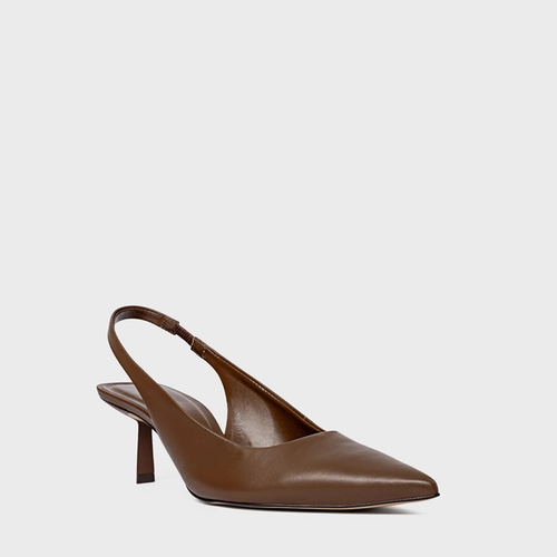 Scarpin Slingback Neutral Couro Marrom Brownie