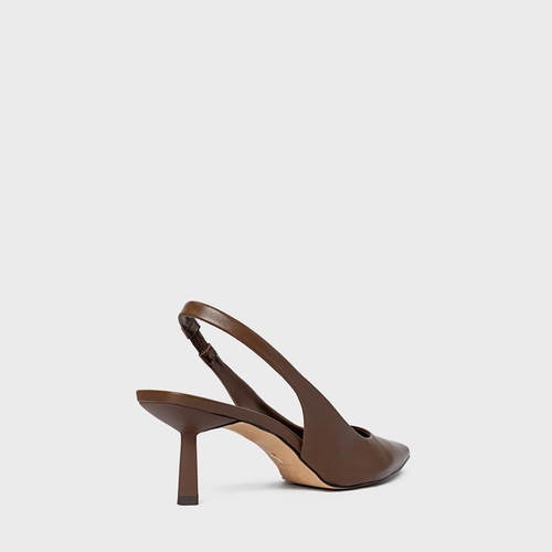 Scarpin Slingback Neutral Couro Marrom Brownie