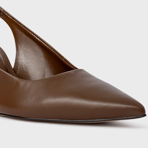 Scarpin Slingback Neutral Couro Marrom Brownie