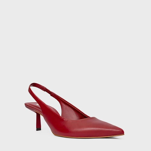 Scarpin Slingback Neutral Couro Vermelho Malbec