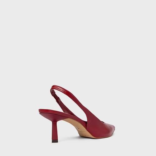 Scarpin Slingback Neutral Couro Vermelho Malbec