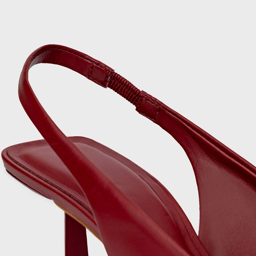 Scarpin Slingback Neutral Couro Vermelho Malbec