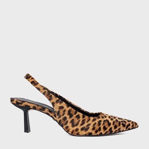 Scarpin Slingback Neutral Pelo Animal Print Honey