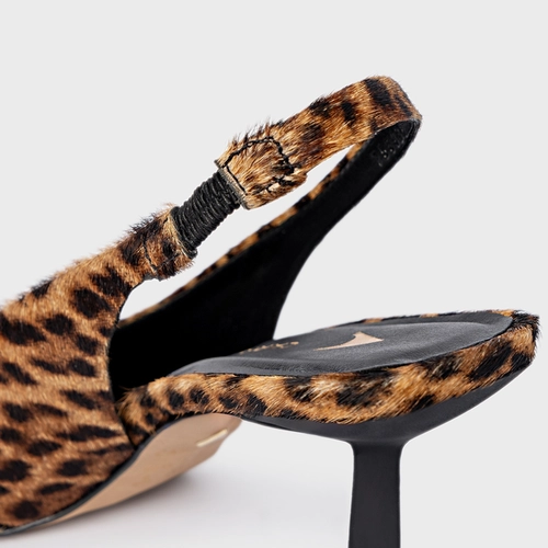 Scarpin Slingback Neutral Pelo Animal Print Honey