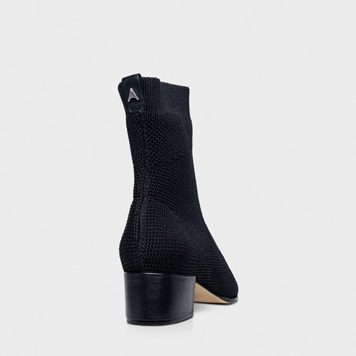 Bota Meia Salto Bloco Knit Preto