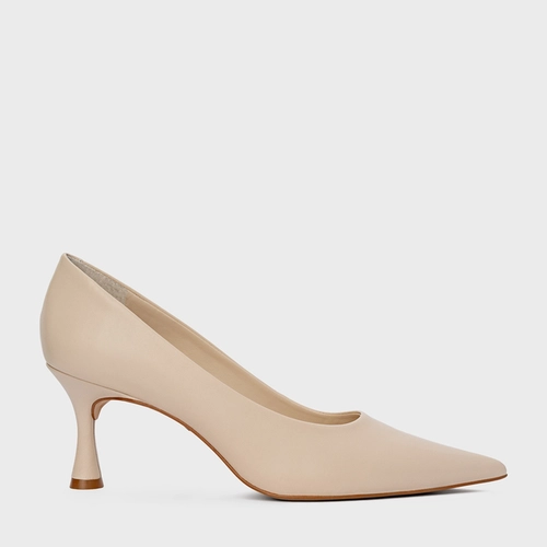 Scarpin Lesley Salto Fino Couro Off White Cotton