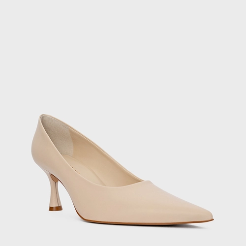 Scarpin Lesley Salto Fino Couro Off White Cotton