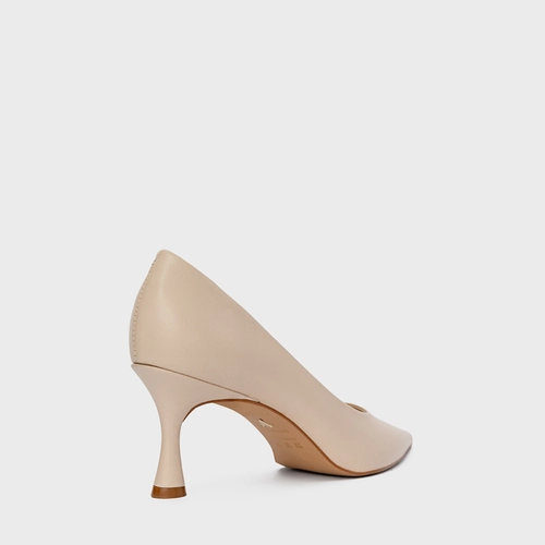 Scarpin Lesley Salto Fino Couro Off White Cotton