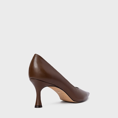 Scarpin Lesley Salto Fino Couro Marrom Brownie