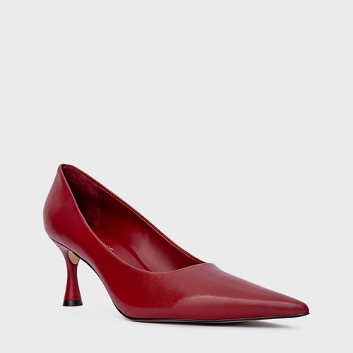 Scarpin Lesley Salto Fino Couro Vermelho Malbec