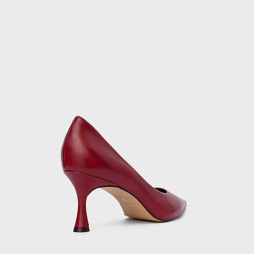 Scarpin Lesley Salto Fino Couro Vermelho Malbec