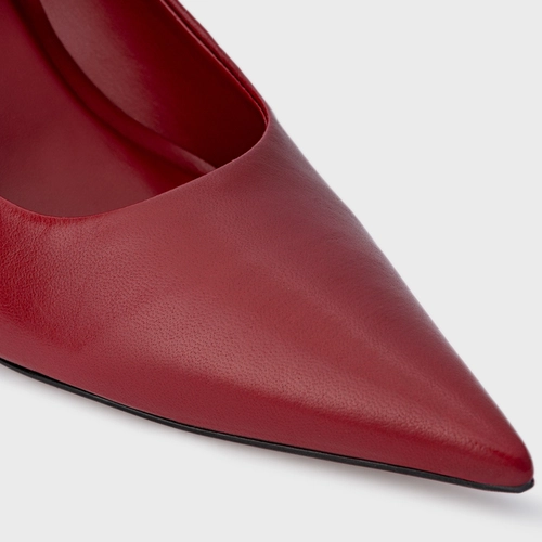 Scarpin Lesley Salto Fino Couro Vermelho Malbec