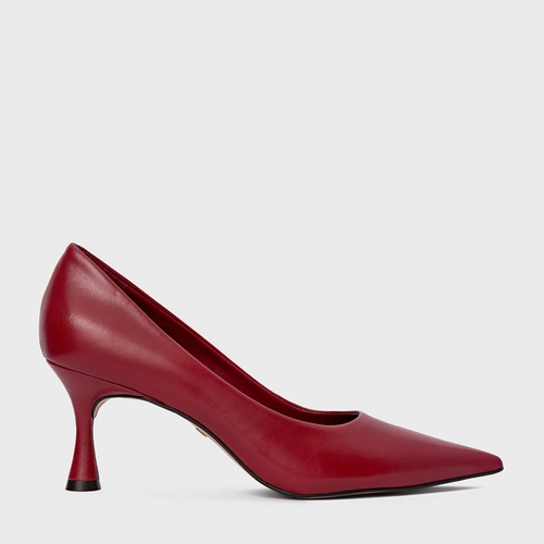 Scarpin Lesley Salto Fino Couro Vermelho Malbec