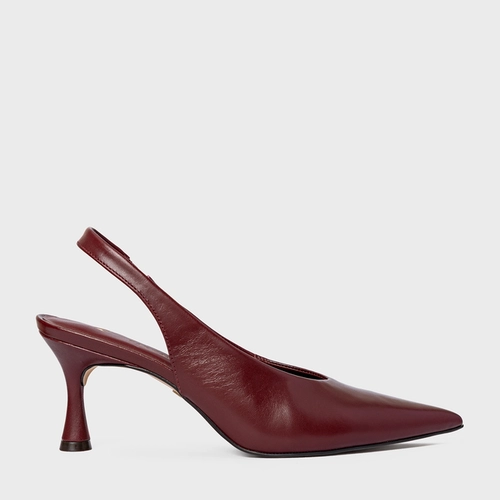 Scarpin Slingback Lesley Salto Fino Couro Vinho Mahogany