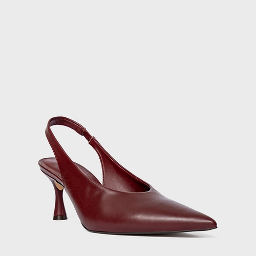 Scarpin Slingback Lesley Salto Fino Couro Vinho Mahogany