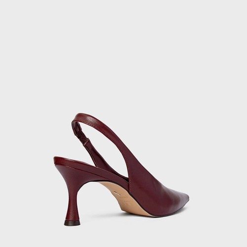 Scarpin Slingback Lesley Salto Fino Couro Vinho Mahogany
