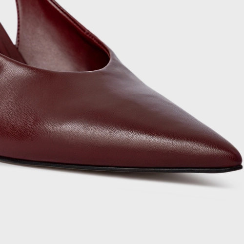 Scarpin Slingback Lesley Salto Fino Couro Vinho Mahogany