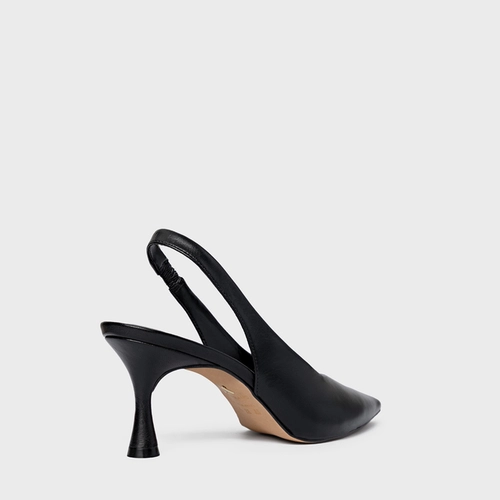 Scarpin Slingback Lesley Salto Fino Couro Preto