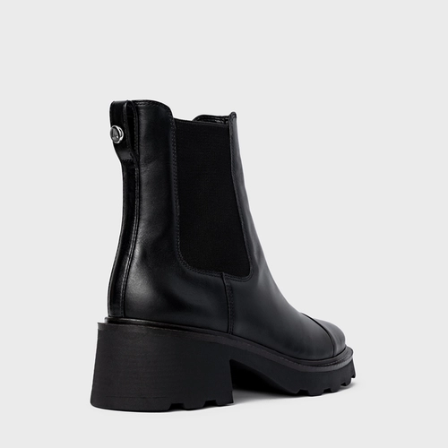 Bota Coturno Chelsea Tratorada Couro Preto