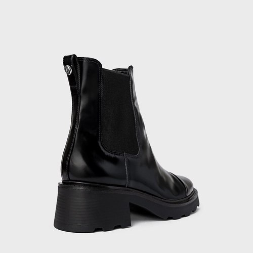 Bota Coturno Chelsea Tratorada Couro Box Preto