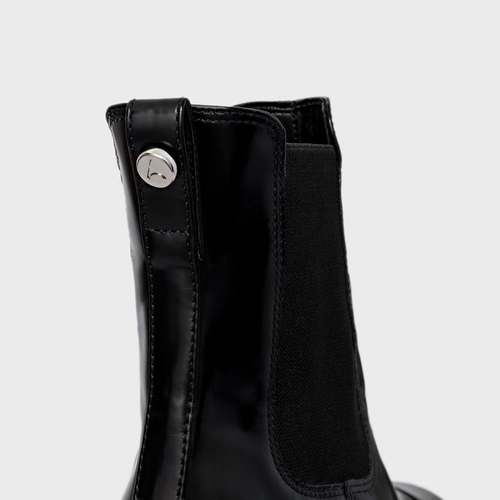 Bota Coturno Chelsea Tratorada Couro Box Preto