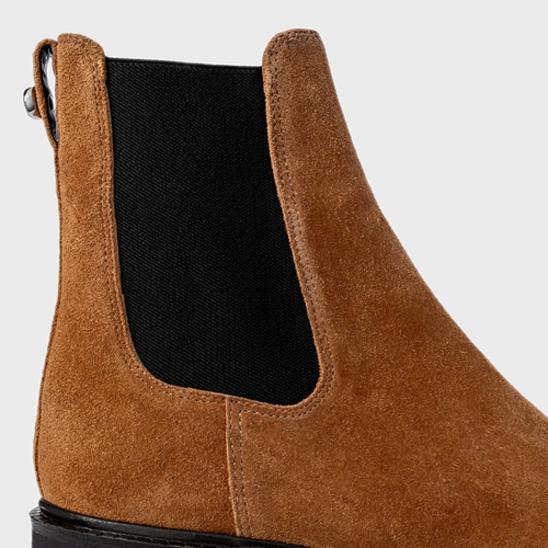 Bota Coturno Chelsea Tratorada Couro Suede Marrom Saddle