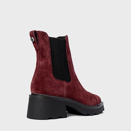 Bota Coturno Chelsea Tratorada Couro Suede Vinho Mahogany