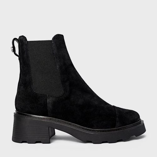 Bota Coturno Chelsea Tratorada Couro Suede Preto