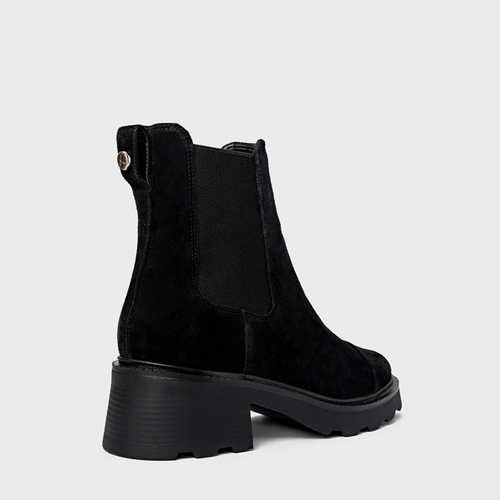 Bota Coturno Chelsea Tratorada Couro Suede Preto