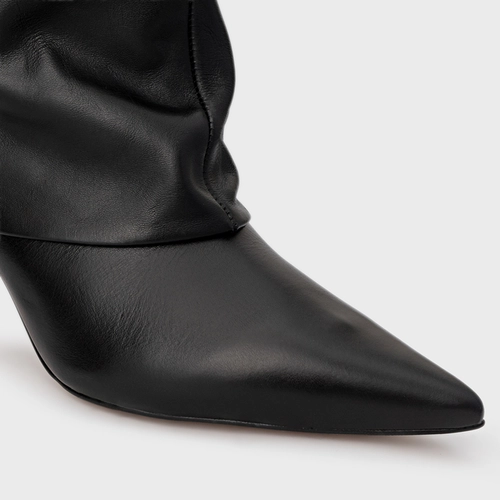 Bota Capa Cano Alto Salto Fino Couro Preto