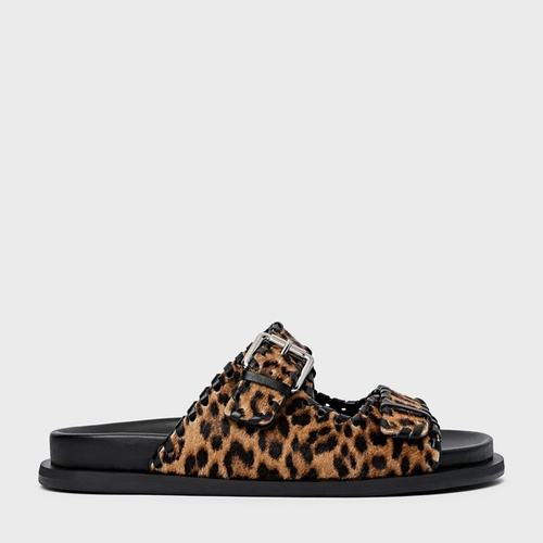Flat Papete Birken Detalhe Costura Pelo Animal Print Honey