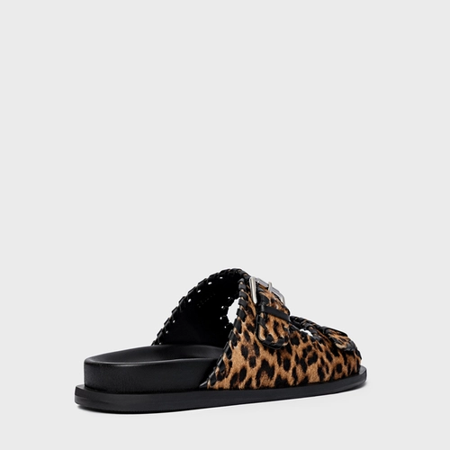 Flat Papete Birken Detalhe Costura Pelo Animal Print Honey
