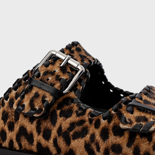 Flat Papete Birken Detalhe Costura Pelo Animal Print Honey