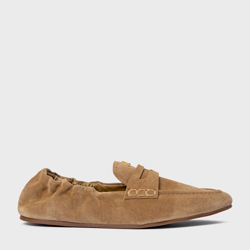 Loafer Ripple Icon Couro Suede Bege Almond
