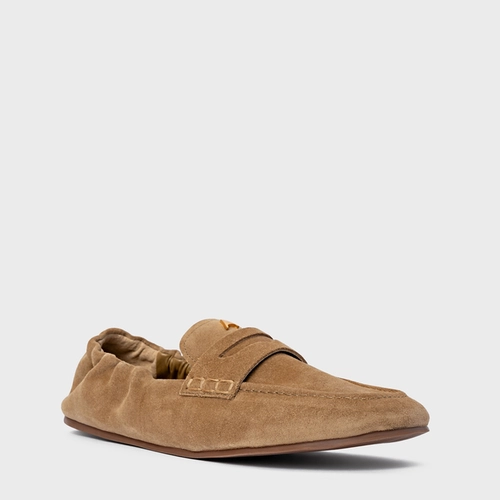 Loafer Ripple Icon Couro Suede Bege Almond