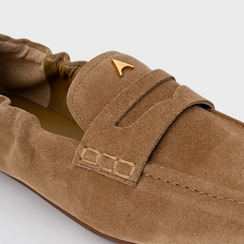 Loafer Ripple Icon Couro Suede Bege Almond