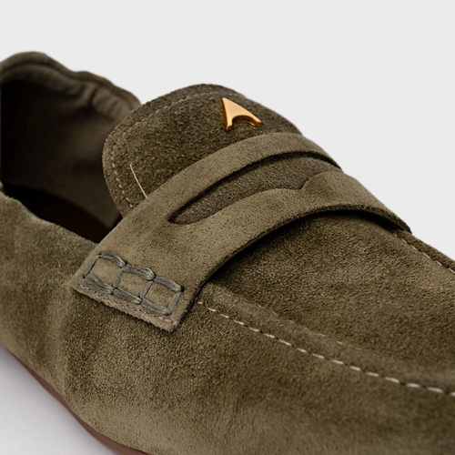 Loafer Ripple Icon Couro Suede Verde Army Green