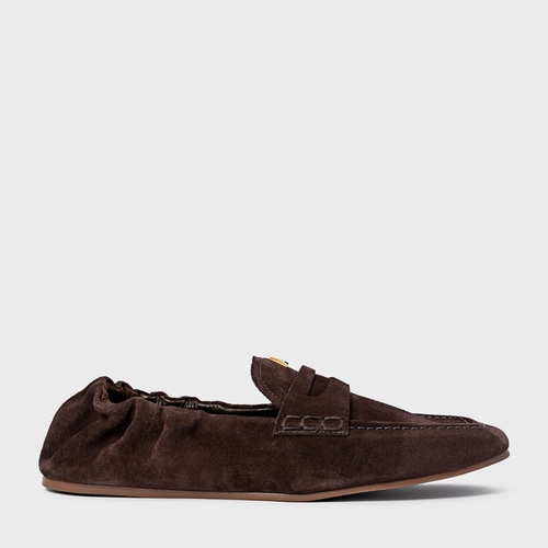 Loafer Ripple Icon Couro Suede Marrom Ganache