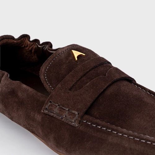 Loafer Ripple Icon Couro Suede Marrom Ganache