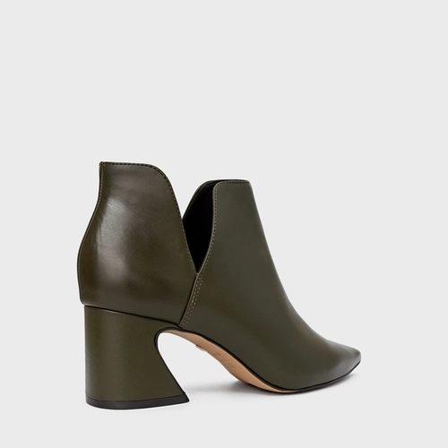 Bota Recorte Salto Wave Couro Verde Herb