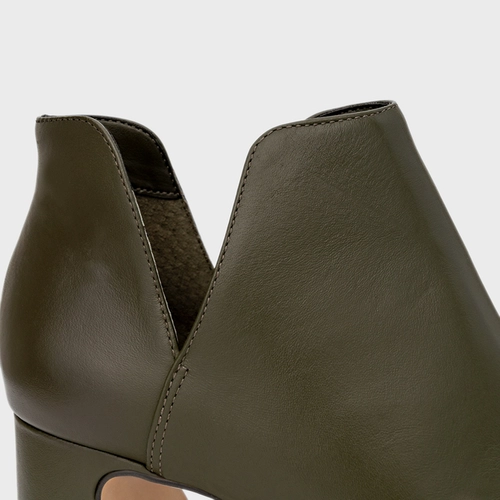 Bota Recorte Salto Wave Couro Verde Herb