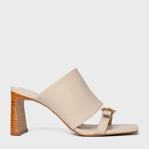 Open Mule Maxi Tira Salto Uno Couro Off White Cotton